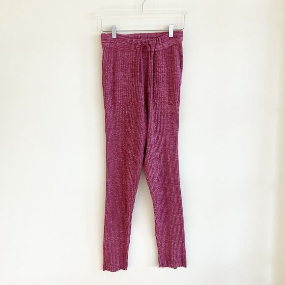 Free People Pants - FP Beach Ribbed Knit High Rise Drawstring Pants Size Small Pink Lounge Spring